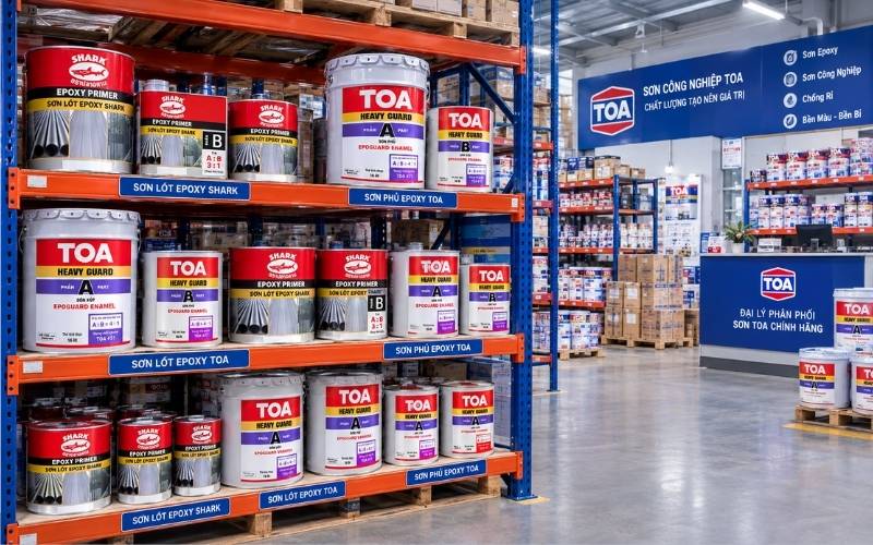 Kho hàng của đại lý phân phối sơn epoxy TOA chính hãng