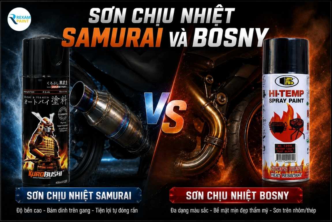 so sánh sơn chịu nhiệt SAMURAI và BOSNY
