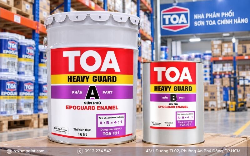 Thùng sơn epoxy TOA chính hãng đặt tại kho phân phối
